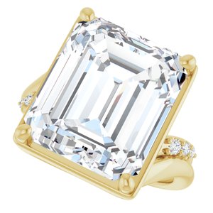 14K Yellow Gold 14x12 mm Emerald Ring Mounting – image 8