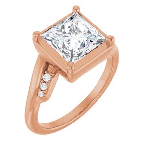 10K Rose Gold 7.5x7.5 mm Square Ring Mounting