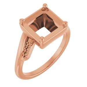 14K Rose Gold 7.5x7.5 mm Square Ring Mounting – image 2
