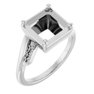 14K White Gold 7.5x7.5 mm Square Ring Mounting – image 2