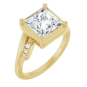 18K Yellow Gold 7.5x7.5 mm Square Ring Mounting