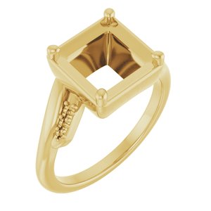14K Yellow Gold 7.5x7.5 mm Square Ring Mounting – image 2