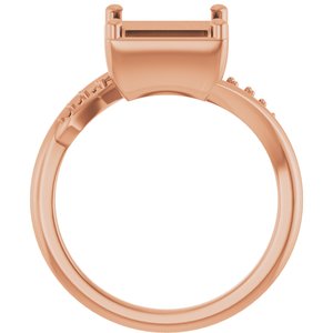 10K Rose Gold 7.5x7.5 mm Square Ring Mounting – image 4