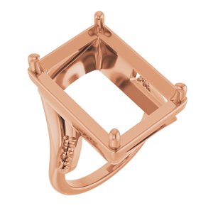 14K Rose Gold 18x13 mm Emerald Ring Mounting – image 2