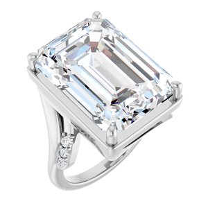 10K White Gold 18x13 mm Emerald Ring Mounting