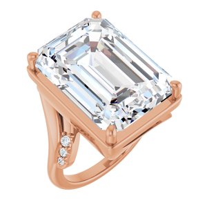 18K Rose Gold 18x13 mm Emerald Ring Mounting
