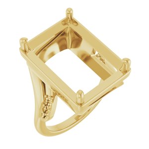 14K Yellow Gold 18x13 mm Emerald Ring Mounting – image 2