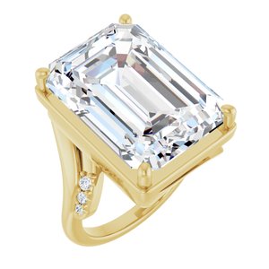 18K Yellow Gold 18x13 mm Emerald Ring Mounting