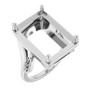 Continuum Sterling Silver 18x13 mm Emerald Ring Mounting – image 2
