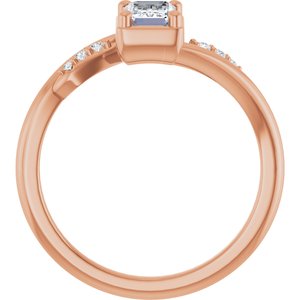 10K Rose Gold 6x4 mm Emerald Ring Mounting – image 3