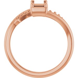 10K Rose Gold 6x4 mm Emerald Ring Mounting – image 4
