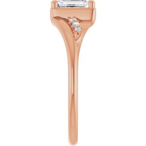 10K Rose Gold 6x4 mm Emerald Ring Mounting – image 7
