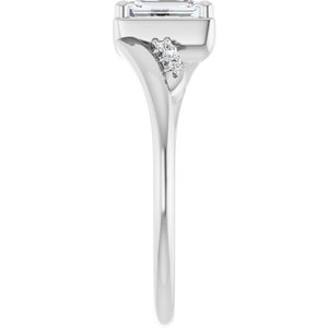 18K White Gold 6x4 mm Emerald Ring Mounting – image 7