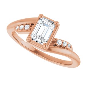 10K Rose Gold 6x4 mm Emerald Ring Mounting – image 8