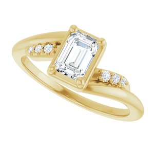 18K Yellow Gold 6x4 mm Emerald Ring Mounting – image 8