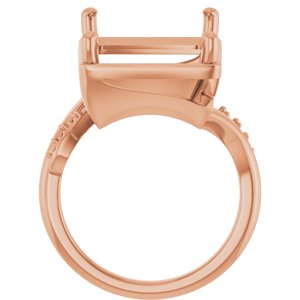 10K Rose Gold 18x13 mm Emerald Ring Mounting – image 4