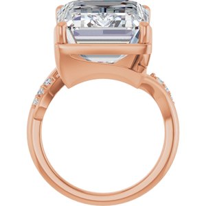 14K Rose Gold 18x13 mm Emerald Ring Mounting – image 3