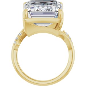 14K Yellow Gold 18x13 mm Emerald Ring Mounting – image 3