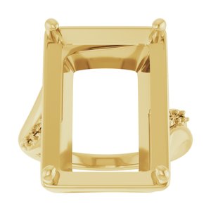 14K Yellow Gold 18x13 mm Emerald Ring Mounting – image 6
