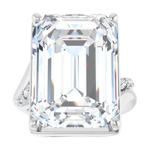 10K White Gold 18x13 mm Emerald Ring Mounting – image 5