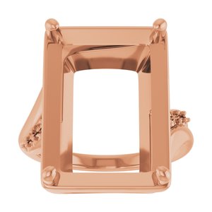18K Rose Gold 18x13 mm Emerald Ring Mounting – image 6