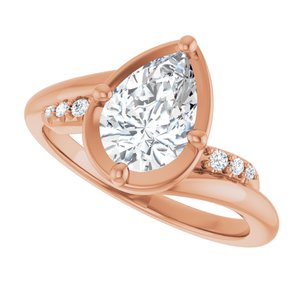 10K Rose Gold 9x6 mm Pear Ring Mounting – image 8