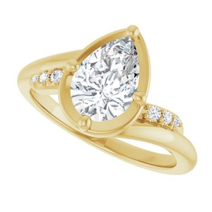 10K Yellow Gold 9x6 mm Pear Ring Mounting – image 8