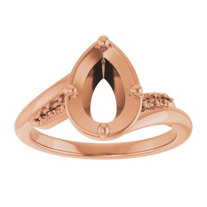 10K Rose Gold 9x6 mm Pear Ring Mounting – image 6
