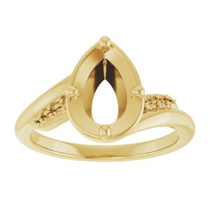 14K Yellow Gold 9x6 mm Pear Ring Mounting – image 6