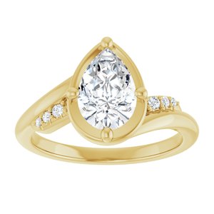 14K Yellow Gold 9x6 mm Pear Ring Mounting – image 5