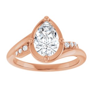10K Rose Gold 9x6 mm Pear Ring Mounting – image 5