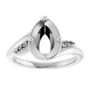 14K X1 White Gold 9x6 mm Pear Ring Mounting – image 6