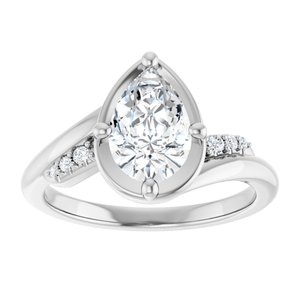 10K White Gold 9x6 mm Pear Ring Mounting – image 5