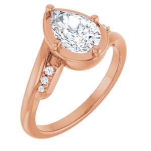 10K Rose Gold 9x6 mm Pear Ring Mounting