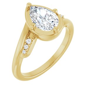 10K Yellow Gold 9x6 mm Pear Ring Mounting