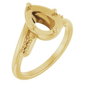 14K Yellow Gold 9x6 mm Pear Ring Mounting – image 2