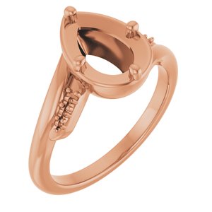 14K Rose Gold 9x6 mm Pear Ring Mounting – image 2