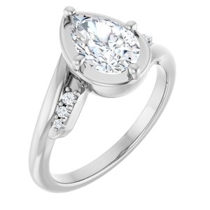Platinum 9x6 mm Pear Ring Mounting