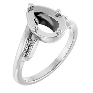 18K White Gold 9x6 mm Pear Ring Mounting – image 2