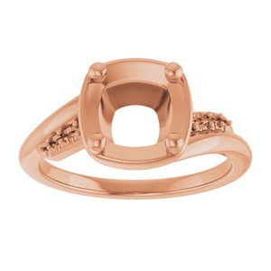 18K Rose Gold 7x7 mm Cushion Ring Mounting – image 6
