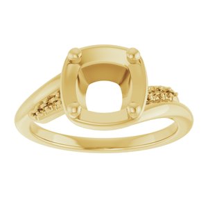 14K Yellow Gold 7x7 mm Cushion Ring Mounting – image 6