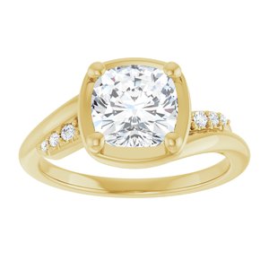 14K Yellow Gold 7x7 mm Cushion Ring Mounting – image 5