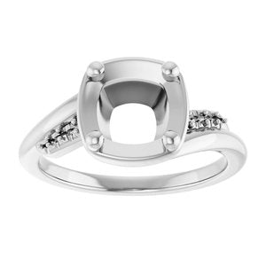 10K White Gold 7x7 mm Cushion Ring Mounting – image 6