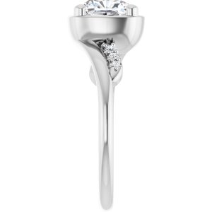 18K White Gold 7x7 mm Cushion Ring Mounting – image 7
