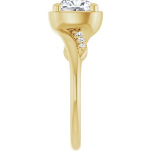 18K Yellow Gold 7x7 mm Cushion Ring Mounting – image 7