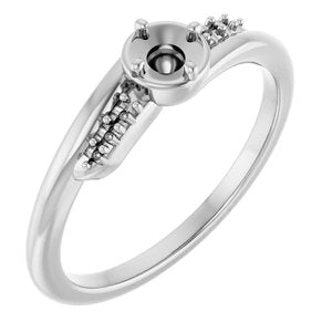 14K White Gold 3.5 mm Round Ring Mounting – image 2