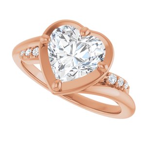 10K Rose Gold 8x8 mm Heart Ring Mounting – image 8