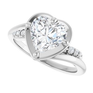 10K White Gold 8x8 mm Heart Ring Mounting – image 8