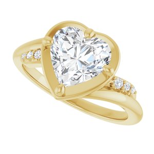 18K Yellow Gold 8x8 mm Heart Ring Mounting – image 8