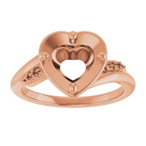 10K Rose Gold 8x8 mm Heart Ring Mounting – image 6